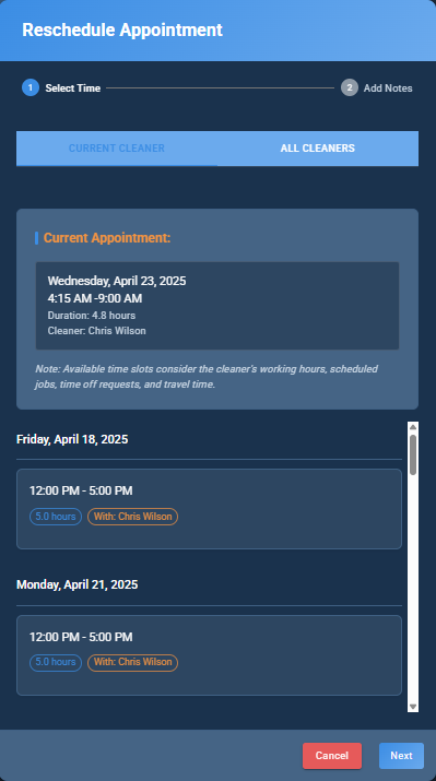 Current cleaner availability
